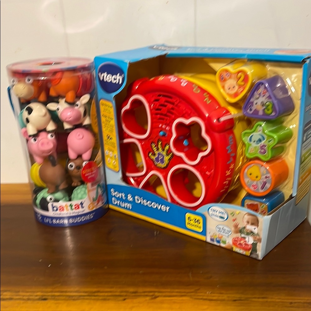 🎉NEW! Bundle of Vtexh Sort and Discover Drum and Battat Stretch Animals!